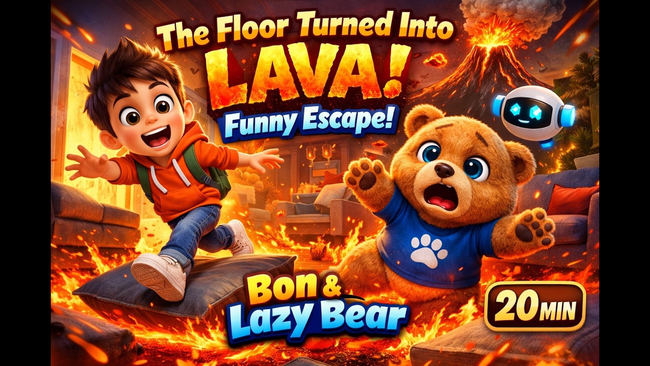 The Floor Turned Into Lava! 🌋 Funny Escape with Bon & Lazy Bear (20 MIN)