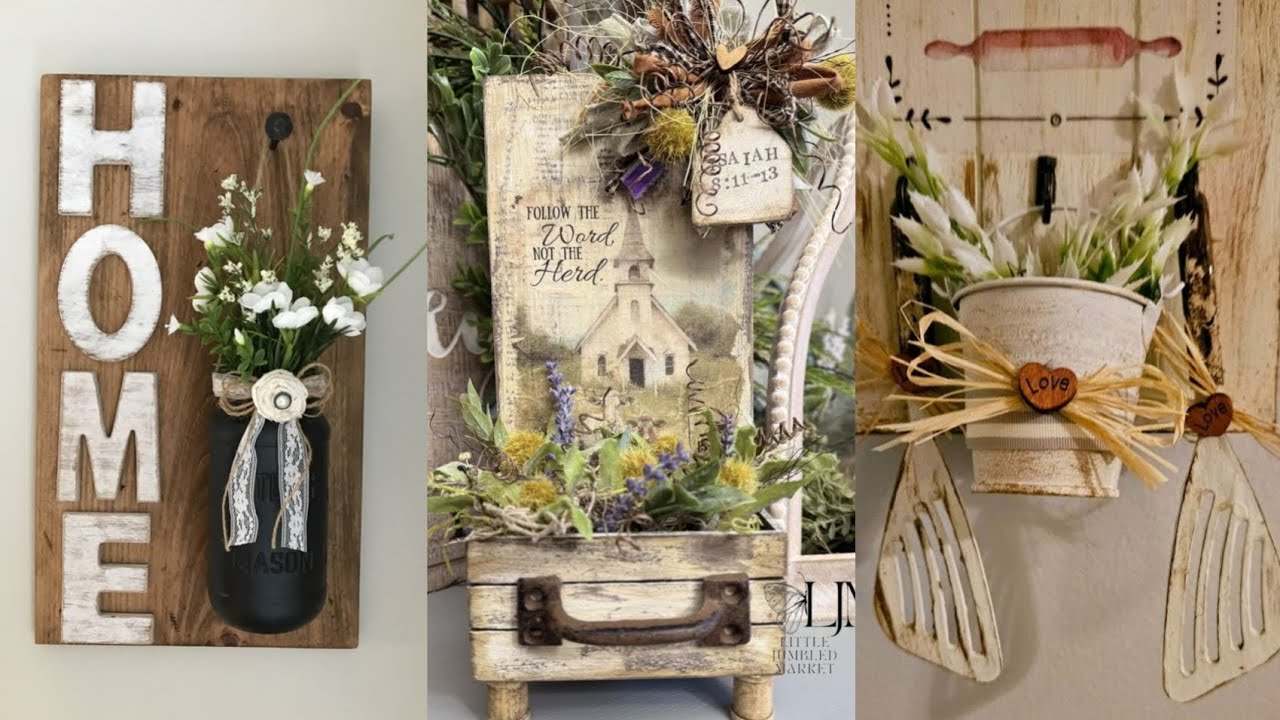 DIY Thrifty Charm Decor Shabby Chic Vintage Rustic Home and Wall Hangings Decor #thriftywallhanging