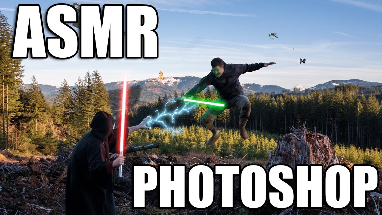 ASMR Создание битвы на световых мечах из «Звёздных войн» в Photoshop