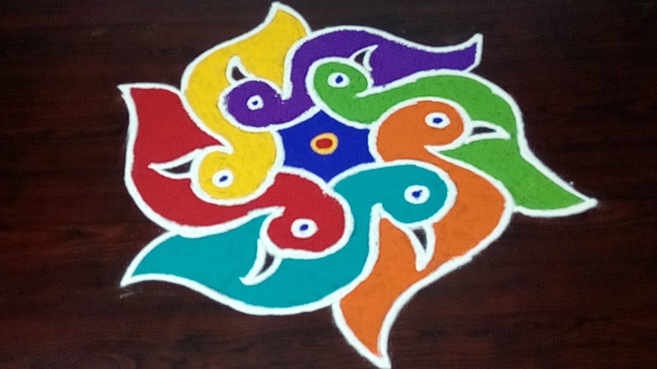 Easy Birds Rangoli With 5 x 3 Dots ||  How To Draw Birds Kolam Easily || Fashion World