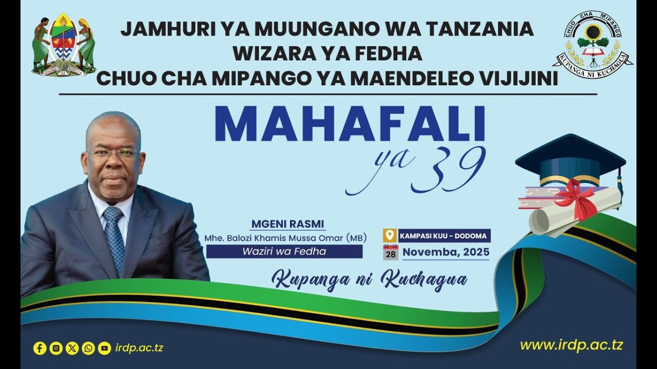 MAHAFALI YA 39 CHUO CHA MIPANGO YA MAENDELEO VIJIJINI DURU YA PILI KITUO CHA MAFUNZO CHA KANDAYAZIWA