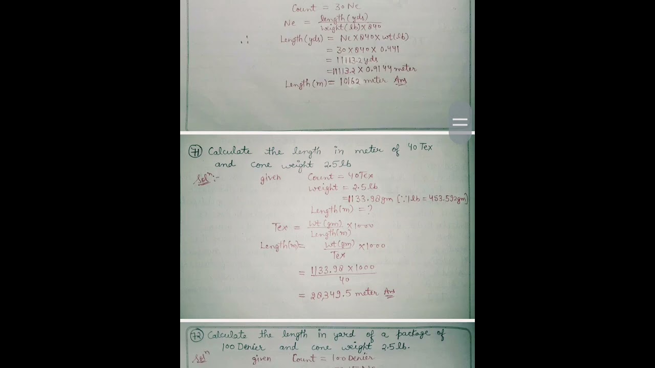 #yarn yarn manufacturing questions solution #textile numericals #gateexam