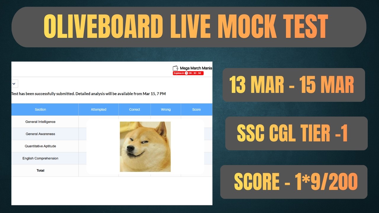 Oliveboard live mock | 13 Mar - 15 March | SSC CGL 2026