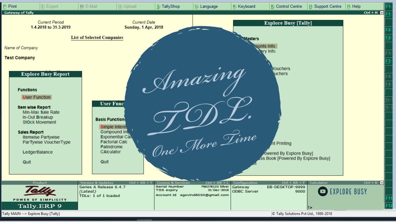 One More Time || Amazing TDL for Tally || Explore Busy