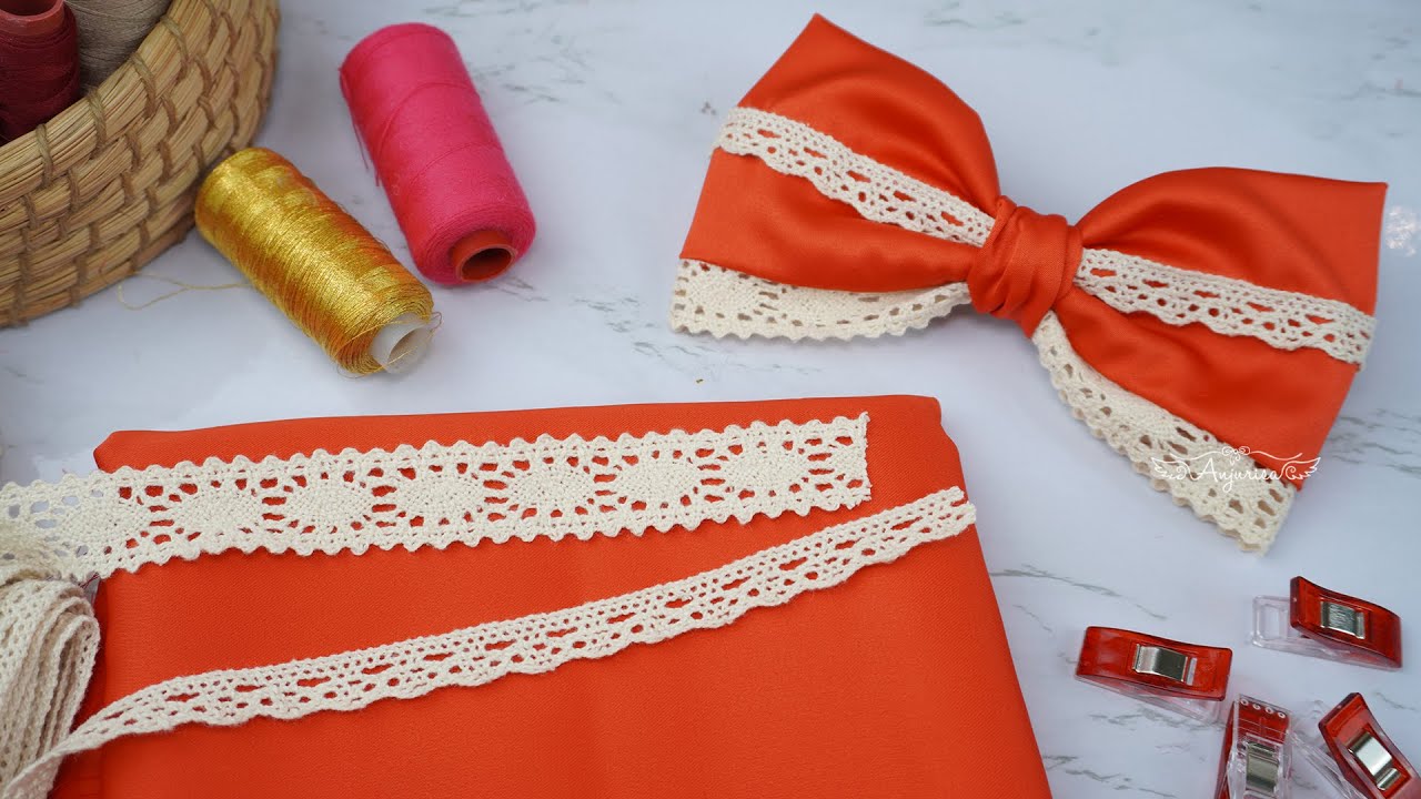 Playing with Lace for Hairbow 😘 DIY Beautiful Satin Bow for Beginners