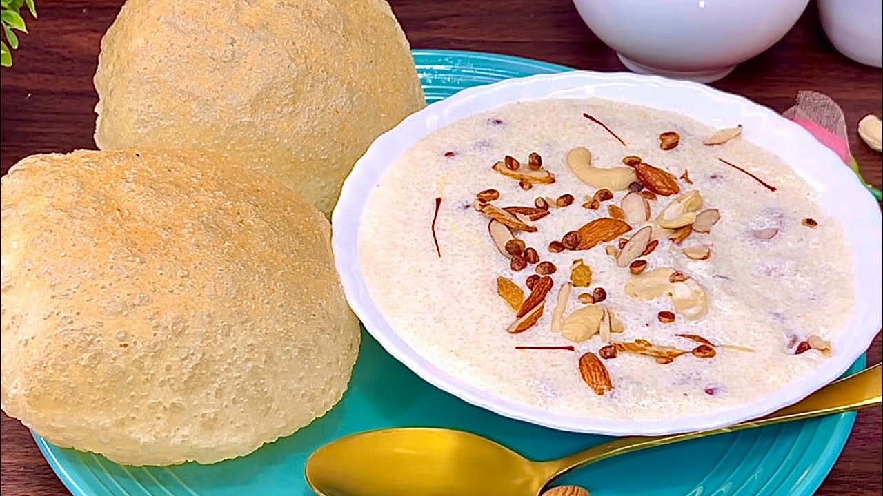 Kheer Puri Recipe | Suji Ki Kheer Aur Puffy Poori | Easy Semolina Kheer | SAMREEN SABAH