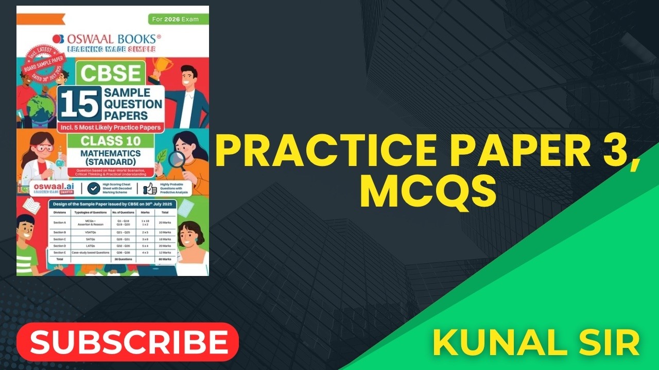 Oswaal practice paper 3 MCQs of standard maths, class 10th CBSE #class10maths #mathproblems #cbse