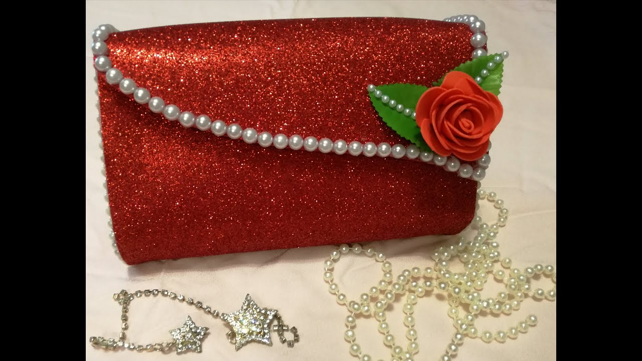 how to make no sew glitter foam sheet clutch / purse | very beutiful and attractive purse /clutch