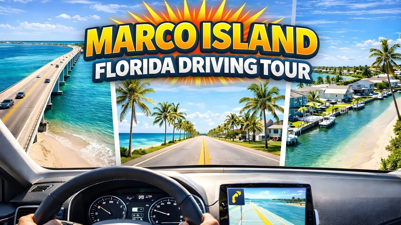 Peaceful Florida Road Trip 4K | Marco Island Palm Tree Driving Tour 4K