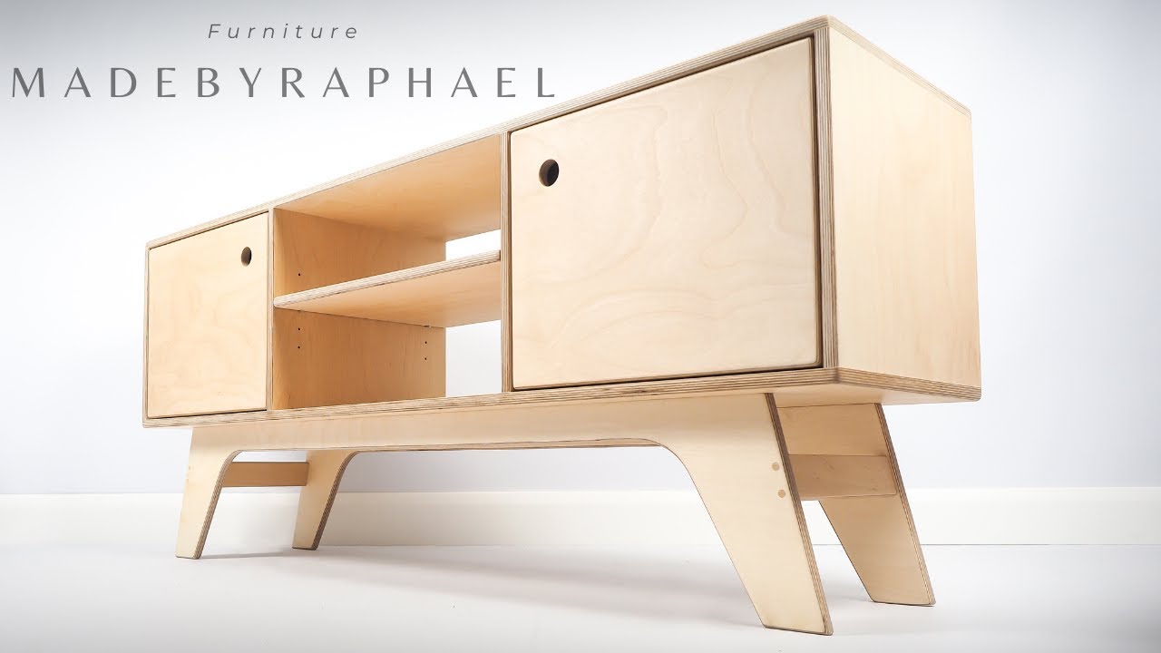 MAKING A MID-CENTURY MODERN MEDIA UNIT/ DIY Baltic Birch Plywood Furniture