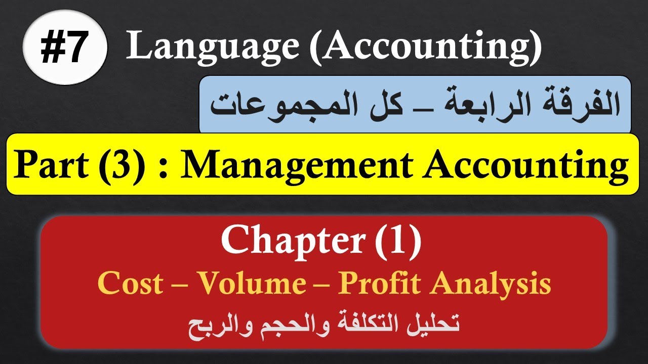 الفرقة الرابعة #7 | اللغة (Accounting) | Part 3 | الفصل الأول | Cost – Volume – Profit Analysis