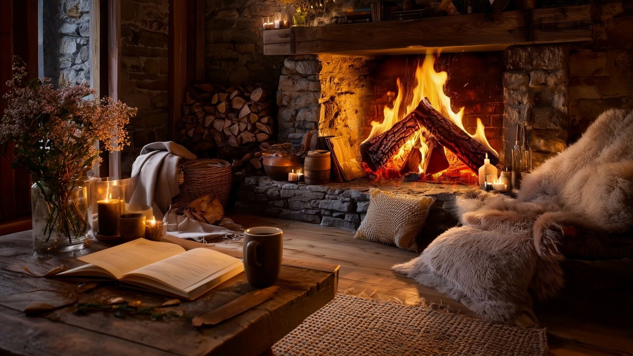 Spokojna ucieczka z kominka 4K | Prawdziwe dźwięki ognia na bezsenność i lęk | BEZ MUZYKI