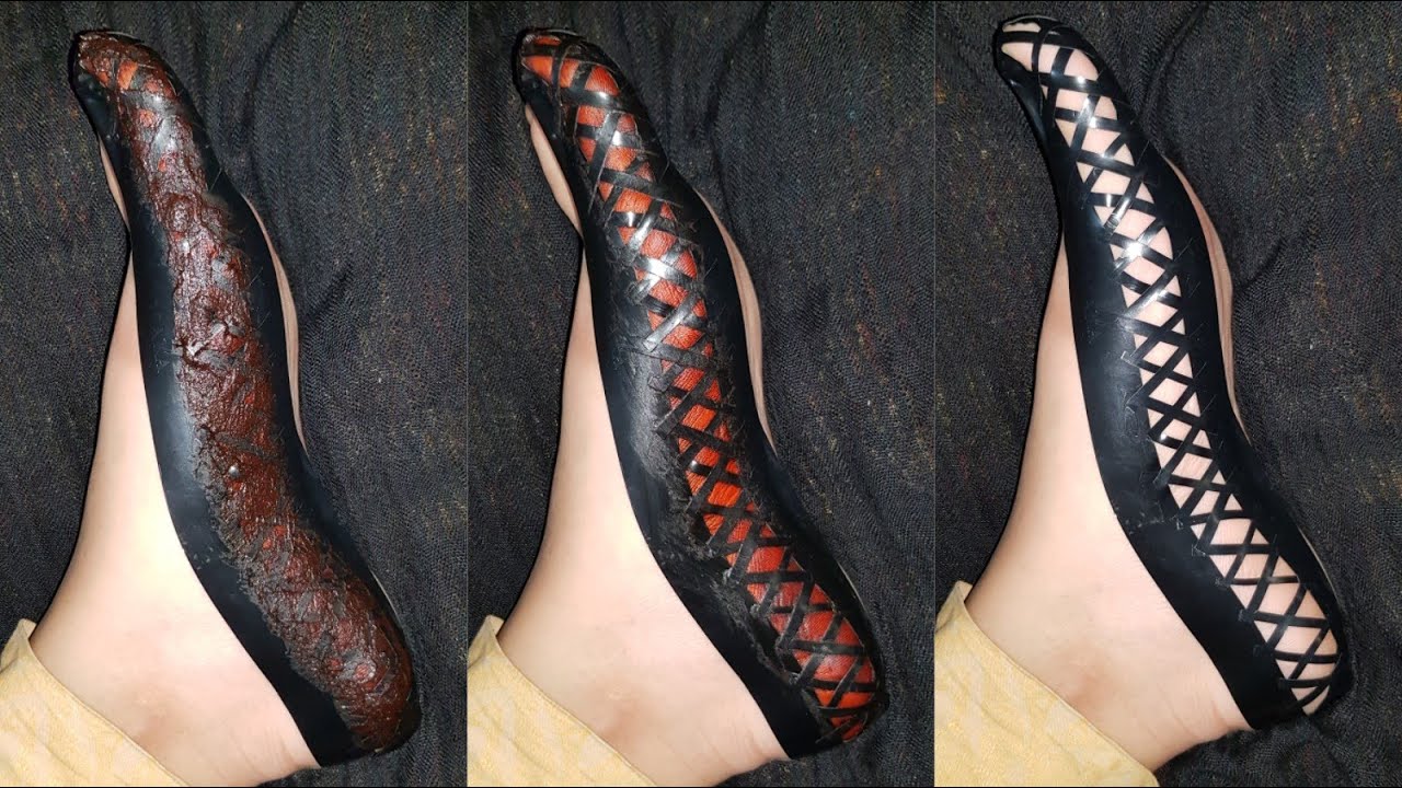 wow amazing cello tape tricks beautiful easy/cello tape mehndi design/simple//feet and foot design