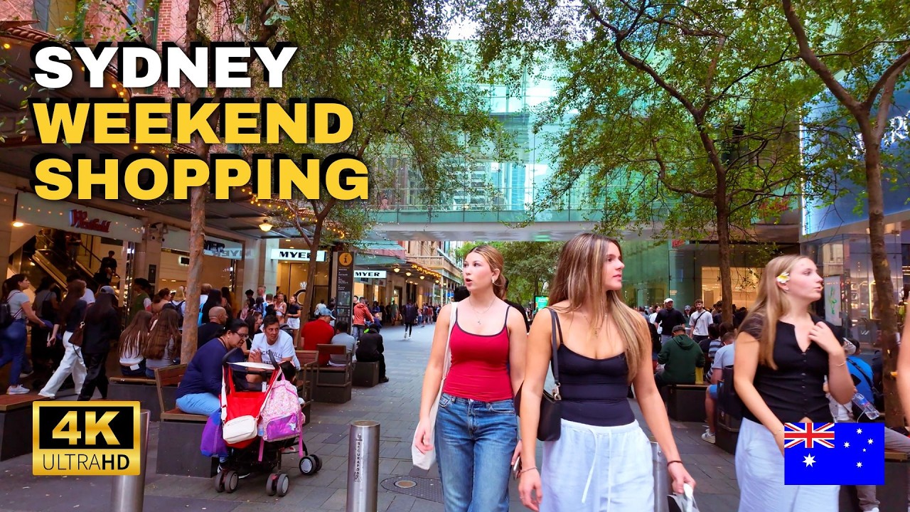 Sydney City Walk 4K Weekend Shopping - Martin Place, Pitt Street, George Street