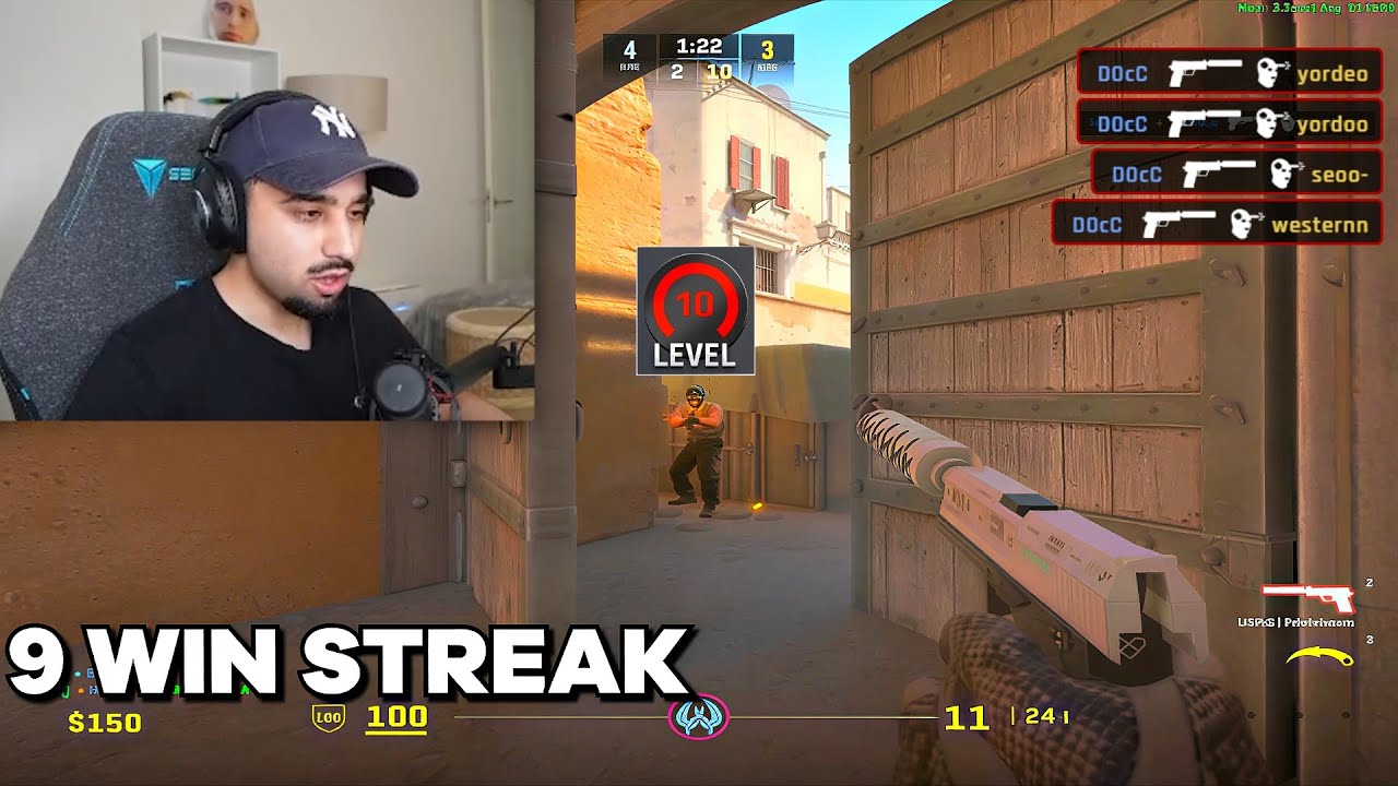 D0cC IS ON A 9 WINSTREAK ON FACEIT...