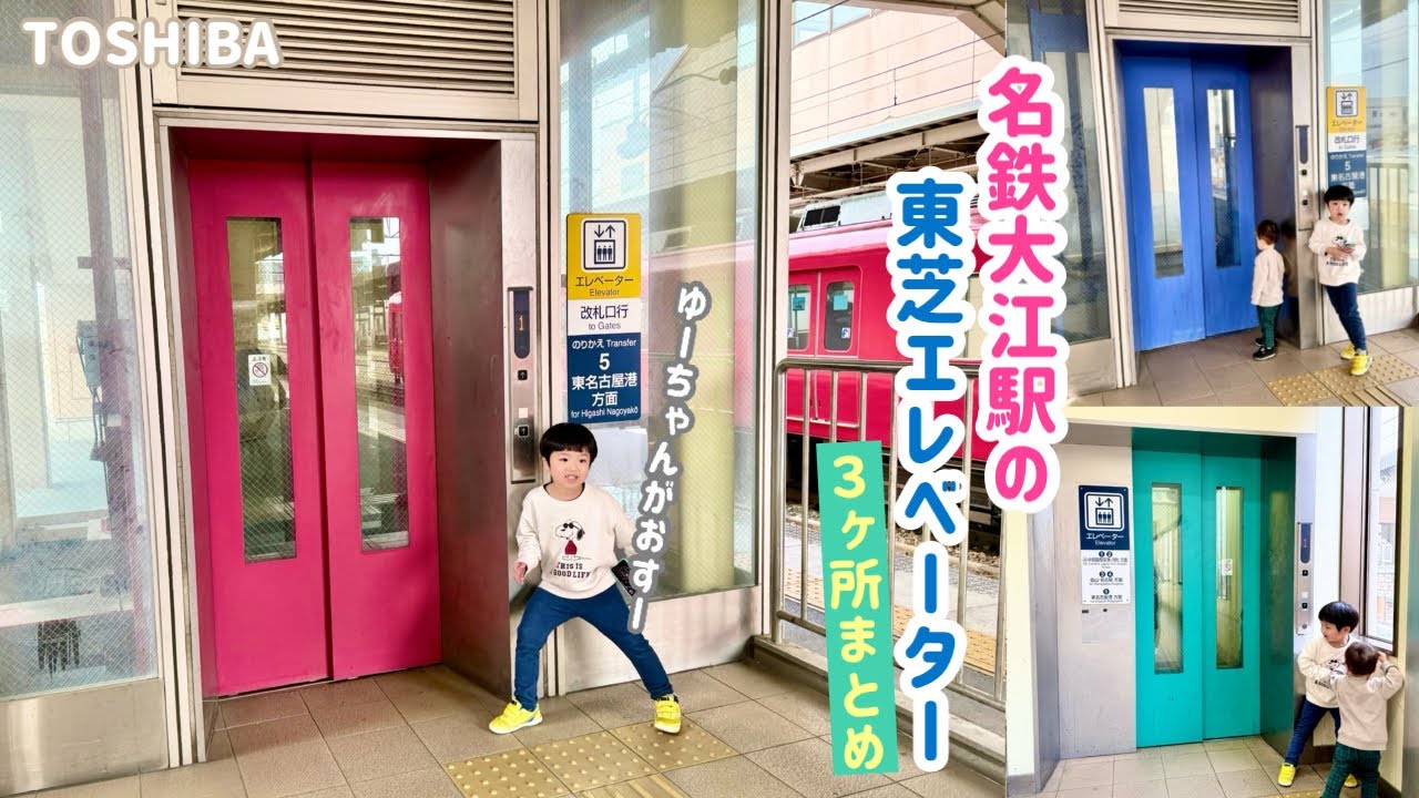 【441日目】名鉄 大江駅のエレベーター（3ヶ所まとめ）（東芝製）