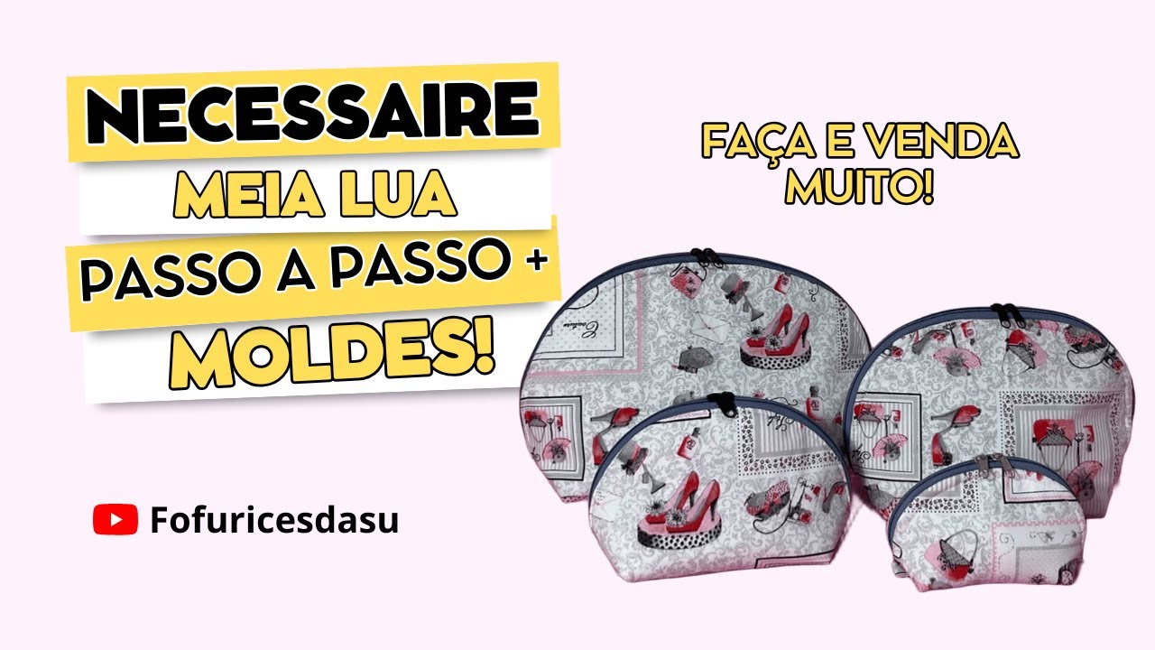 Necessaire Meia Lua Sem Viés: Tutorial Completo para Iniciantes