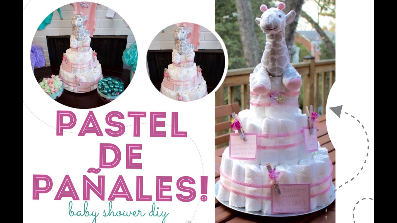 COMO HACER UN PASTEL CON PAñALES PARA BABY SHOWER! (DIY DIAPER CAKE FOR BABY SHOWER)