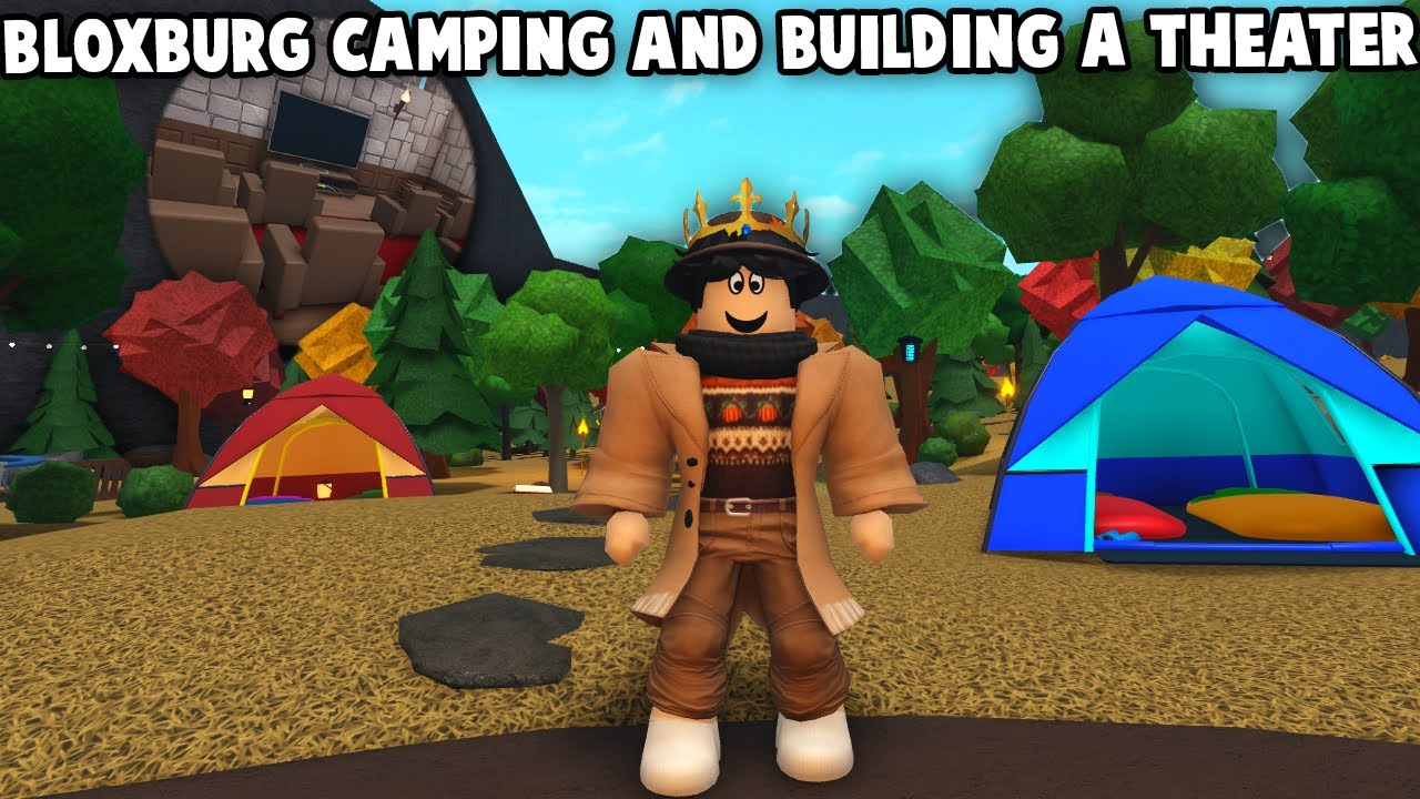 GOING CAMPING AND BUILDING A MINI THEATER IN BLOXBURG HARD MODE...