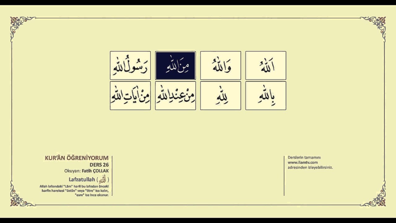 Kuran Öğreniyorum 26 - Lafzatullah (Fatih Çollak)