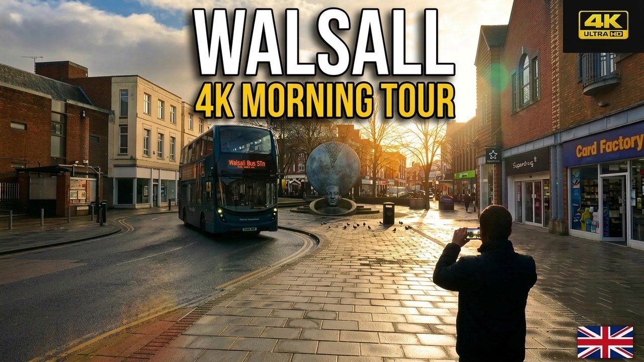 Walsall UK 4K Walking Tour  🇬🇧 | Town Centre Streets Morning Time