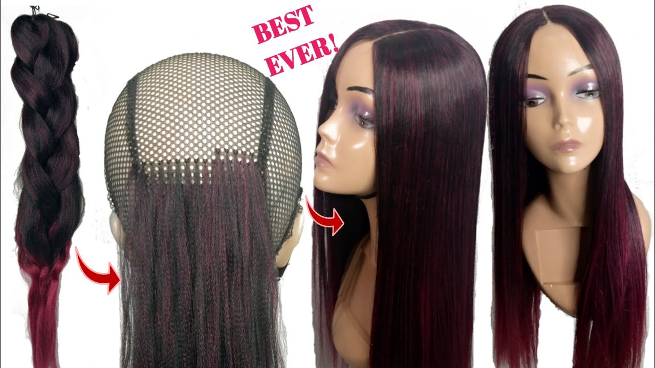 DIY BONE STRAIGHT CROCHET WIG USING BRAIDING HAIR | N0 CLOSURE WIG.