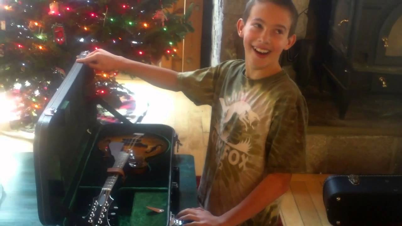 Sam getting his new Northfield mandolin