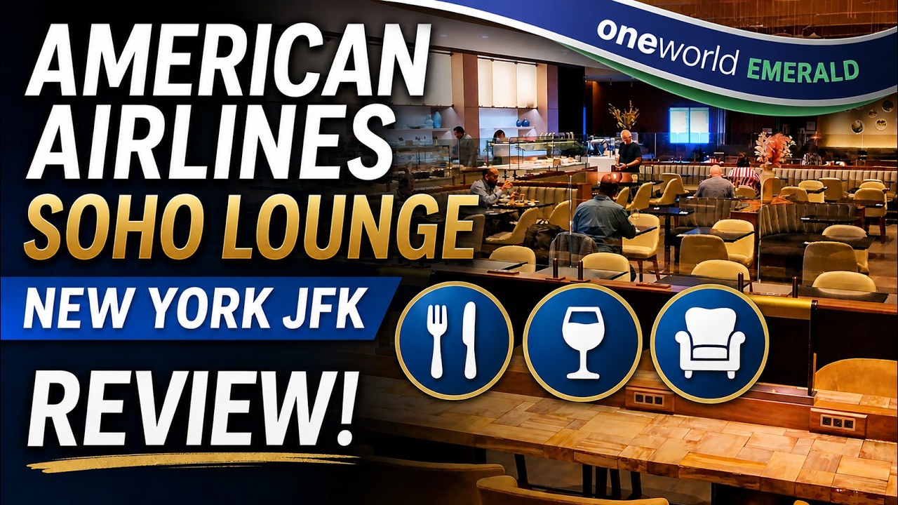 Обзор номера New York JFK AA BA Soho Lounge oneworld Emerald Gold Platinum в формате 4K