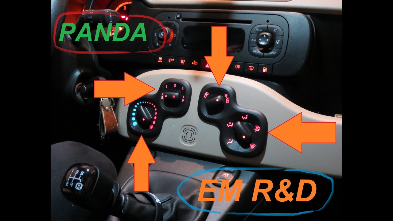 FIAT PANDA come sostituire le lampadine nella console centrale, manopole del riscaldamento o A/C