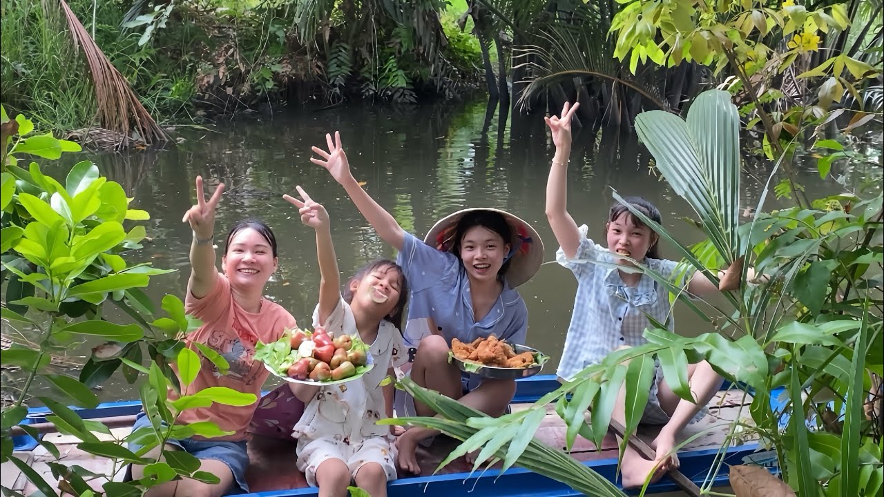 Đổi hướng bơi xuồng xuống sông Ăn đùi gà rán. Chilll 