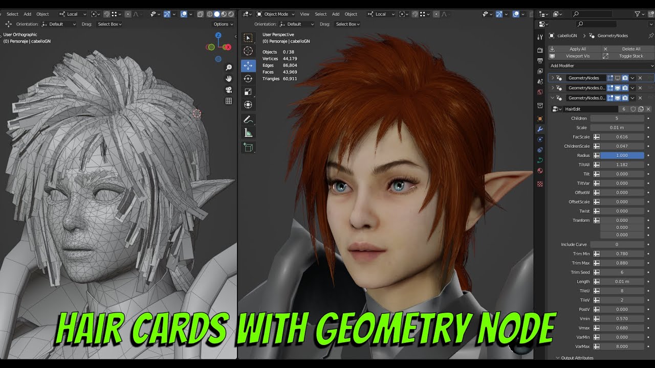 Hair Cards with Geometry Node