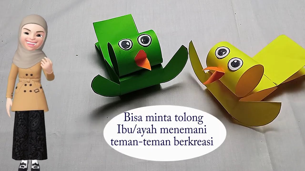Cara membuat kreasi burung dari kertas origami mudah (DIY anak PAUD)
