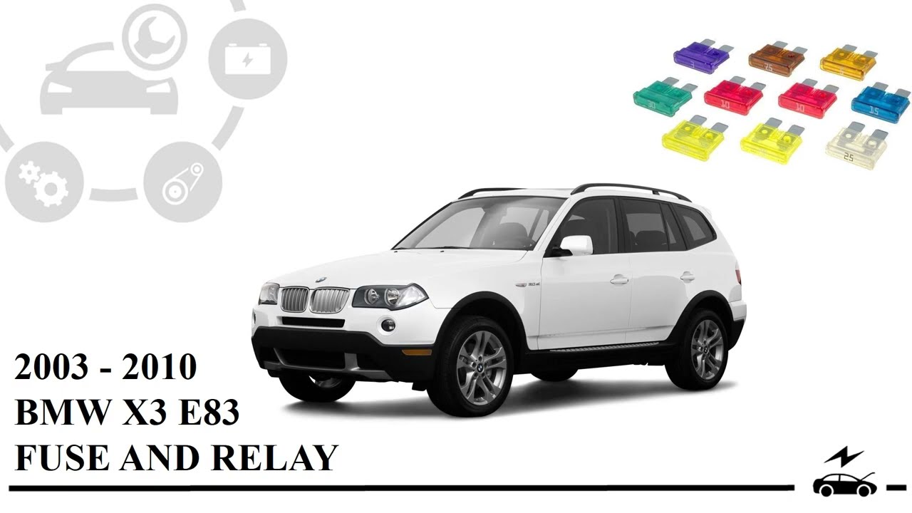 Схема блока предохранителей BMW X3 E83 2003 - 2010 и реле с их назначением и расположением.