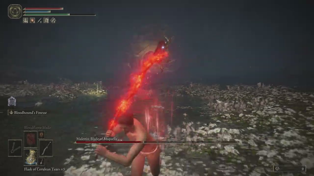 Malenia, Blade of Miquella - Bloodhound’s Fang build (No Damage)