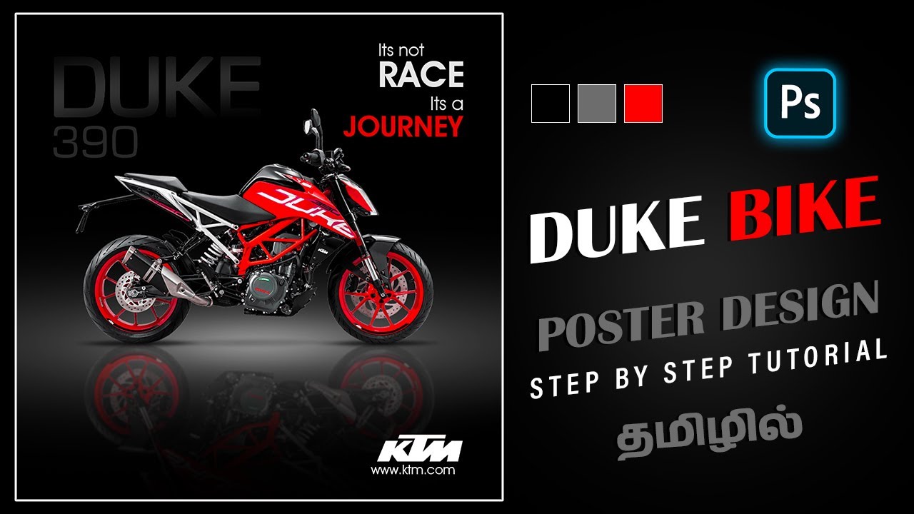 KTM bike poster design using photoshop in tamil | Adobe Photoshop tutorials
