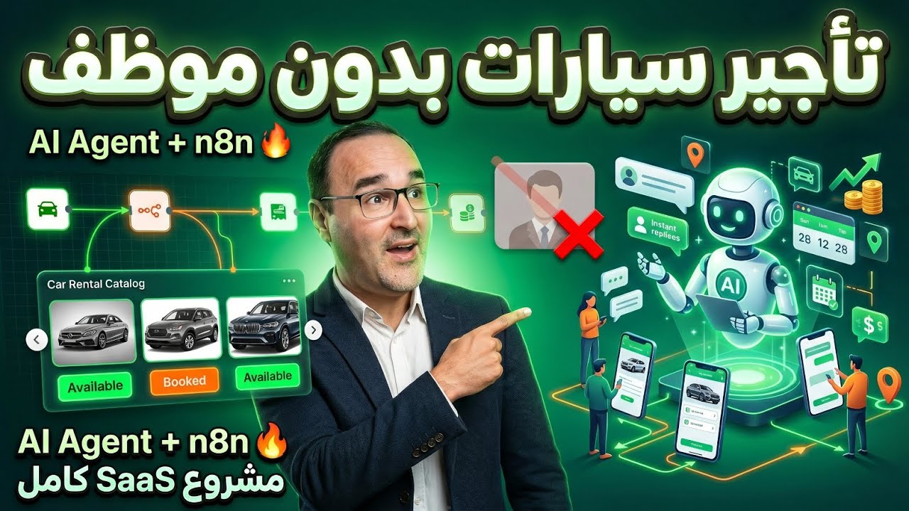 وكيل الذكاء الاصطناعي لتأجير السيارات وخدمة العملاء | مشروع SaaS كامل بـ AI و n8n