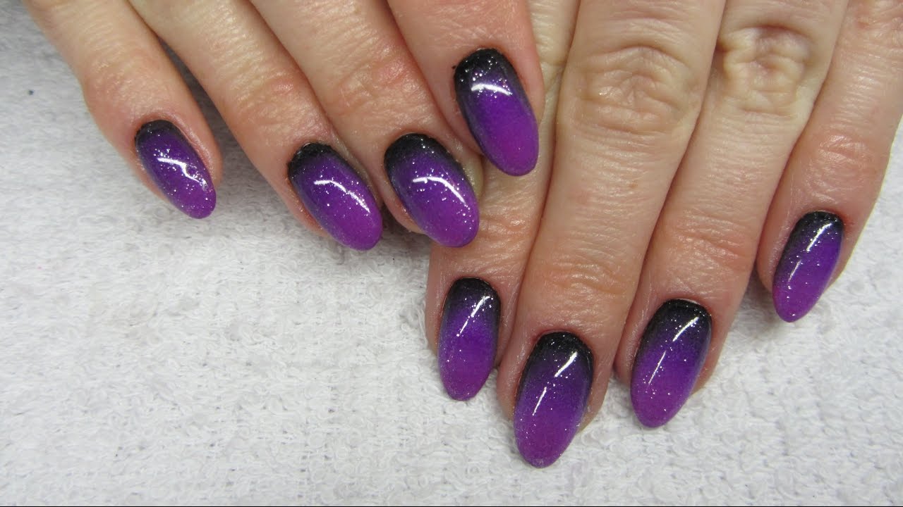 DARK BLACK PURPLE OMBRE - CIEMNE OMBRE NA PAZNOKCIACH