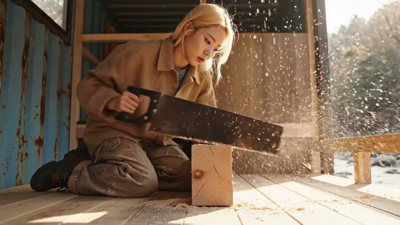 No One Expected This! She Builds a Full Wooden Cabin Inside a Rusted 40ft Container (ASMR)