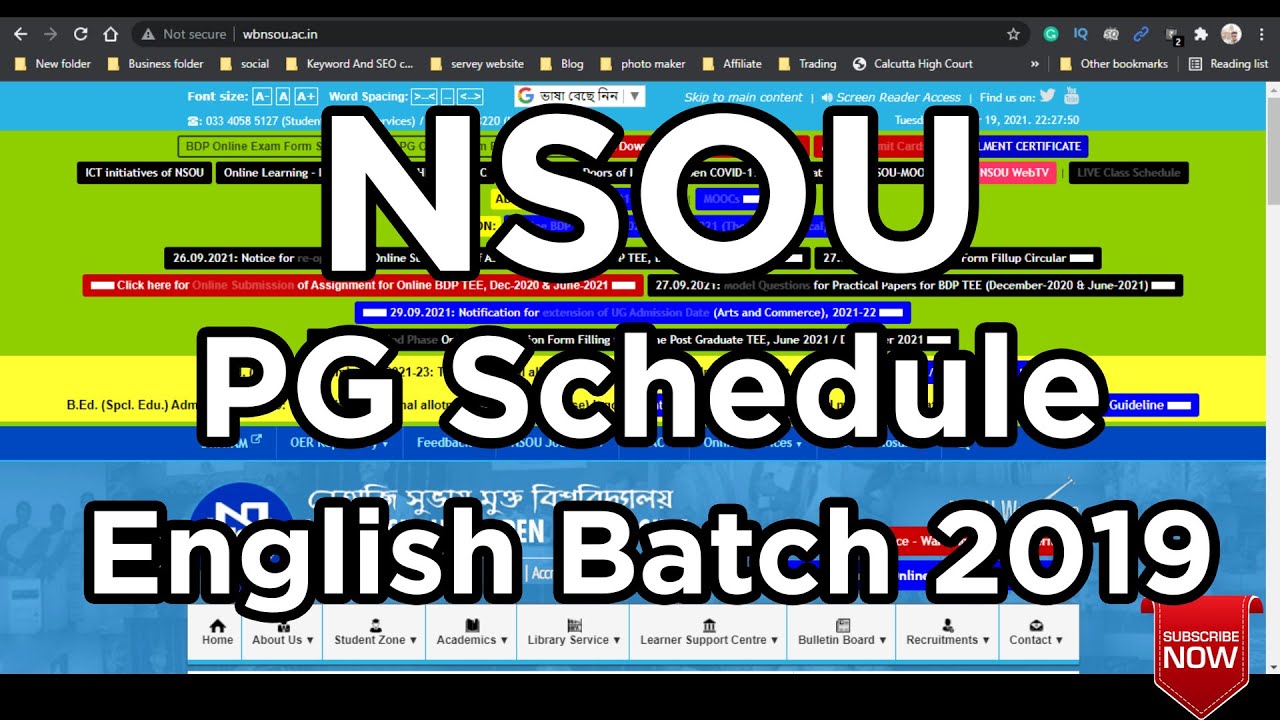 Nsou Update 2021 Schedule Class For PG | Netaji Subahs Open University