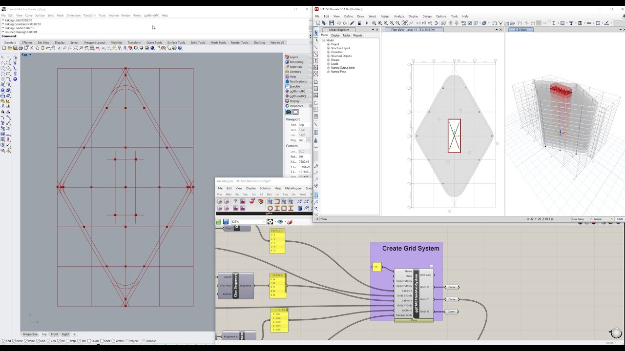 Generate an Etabs Grid Axis System using Rhino3d and Grasshopper