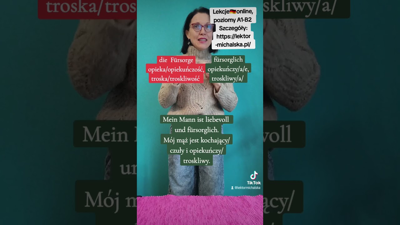 Die F&uuml;rsorge vs. f&uuml;rsorglich. Lekcja 475 #lektormichalska #deutscha1a2b1b2 #niemieckimichalska