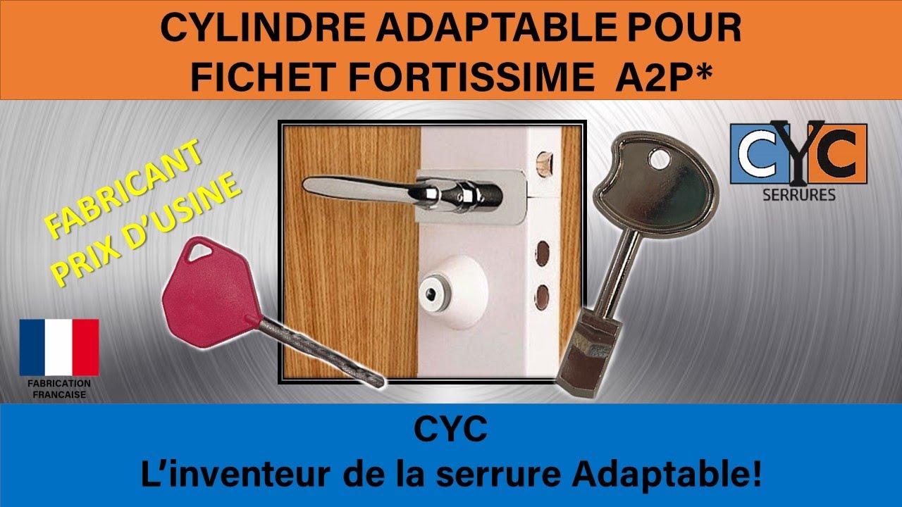 TUTO :cl&eacute; CYC sur serrure FICHET FORTISSIME remplac&eacute;e par un cylindre adaptable CYC D&Eacute;BRAYABLE
