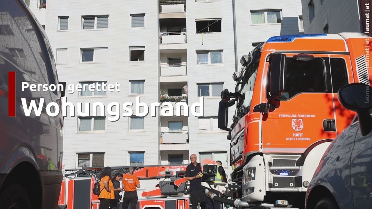 Wohungsbrand in Leonding: Person aus fünftem Stock gerettet, zwei Hunde überlebten Brand nicht