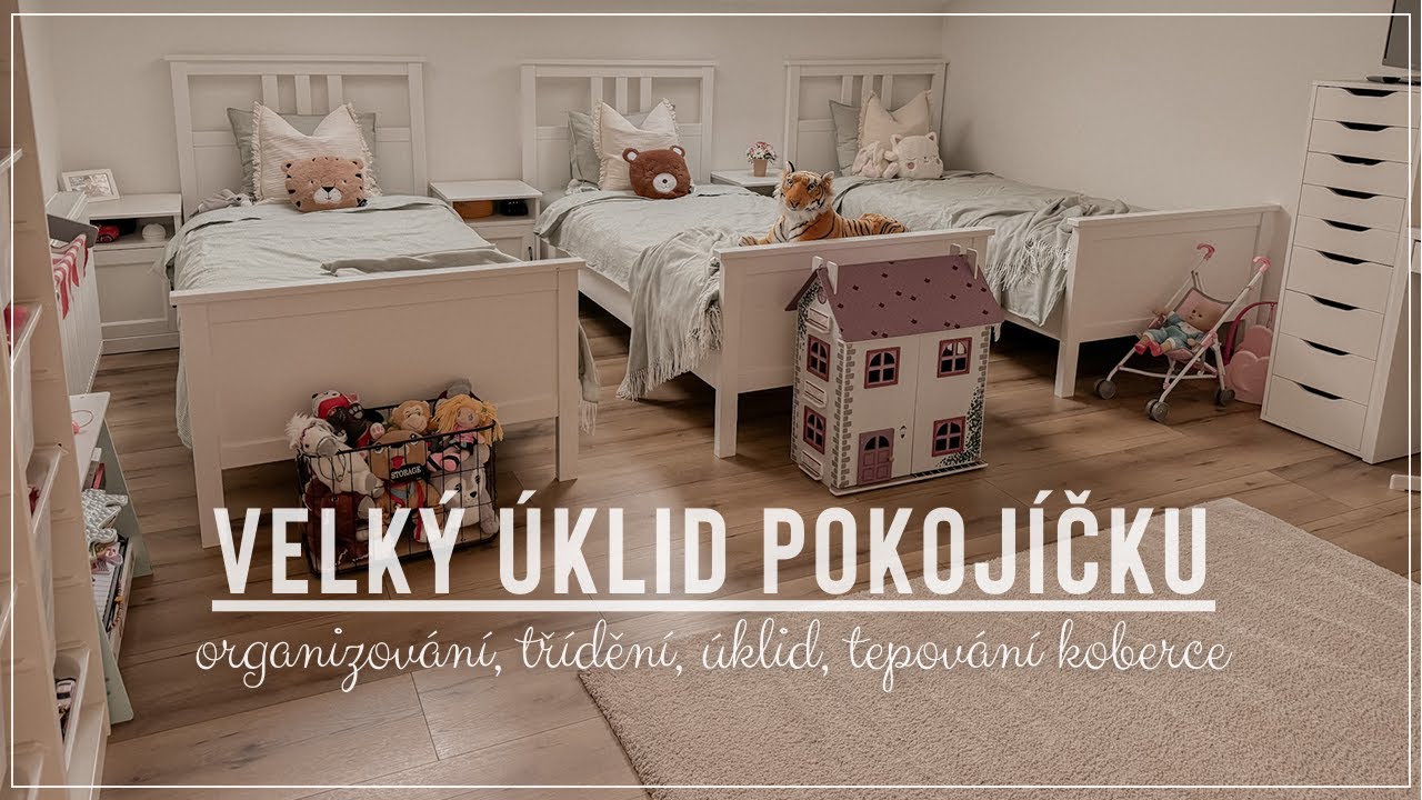 VELKÝ ÚKLID POKOJÍČKU | organizování, třídění, úklid, tepování koberce | ✨2024