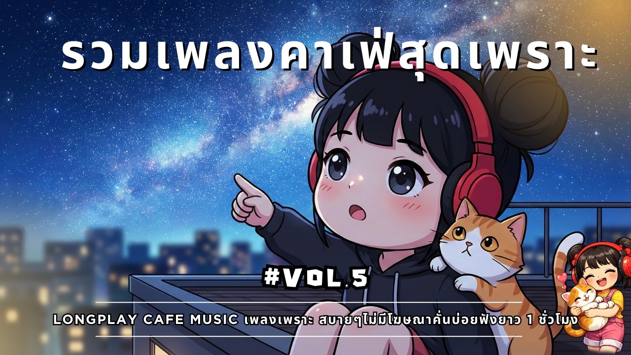รวมเพลงคาเฟ่สุดเพราะ ☕🌌 Longplay Cafe Music | ฟังชิลใต้แสงดาว ไม่มีโฆษณา | Chill Night Sky Vol.5
