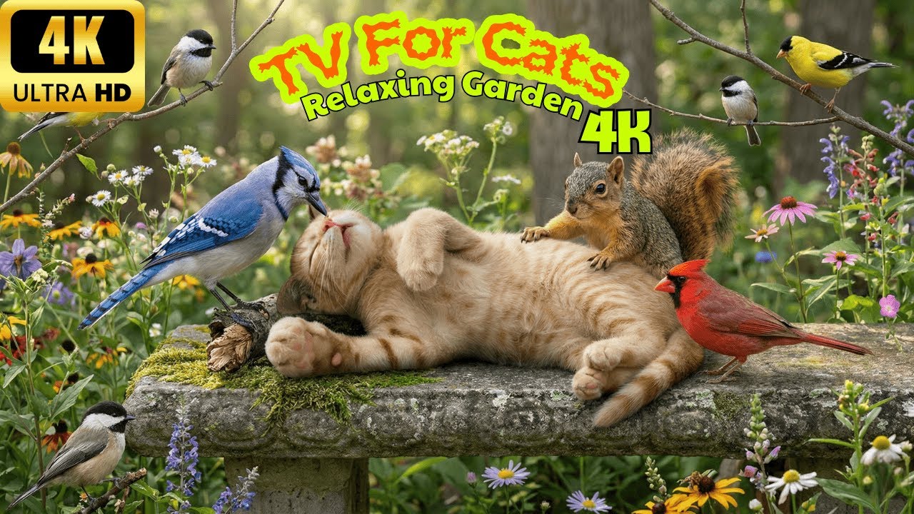 Calming TV for Cats to Watch 🐦🌿 Real Garden Birds to Keep Cats Calm | 4K UHD