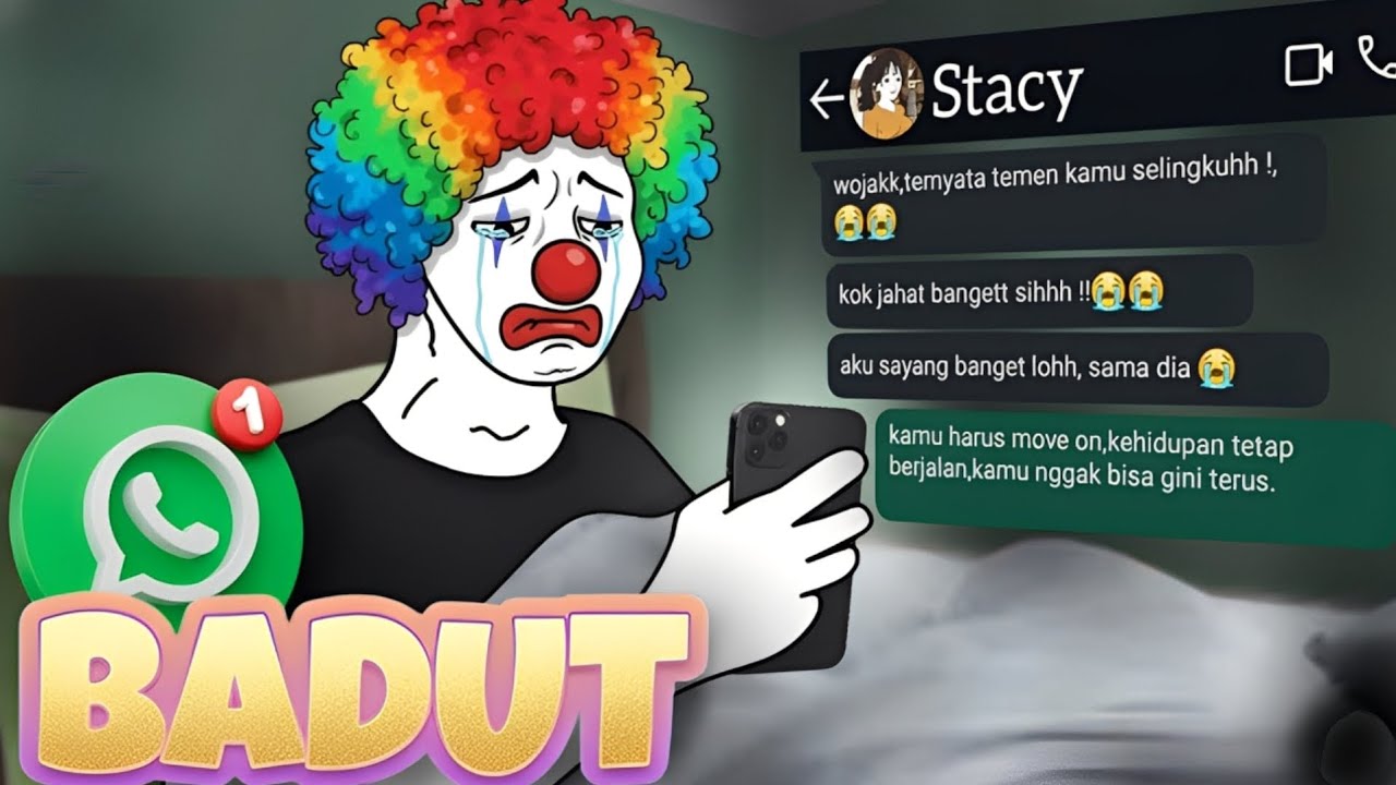 Badut Whatsapp !.Aku Cuma Badut yang Selalu Ada Saat Dia Sedih.#animasi #animation 