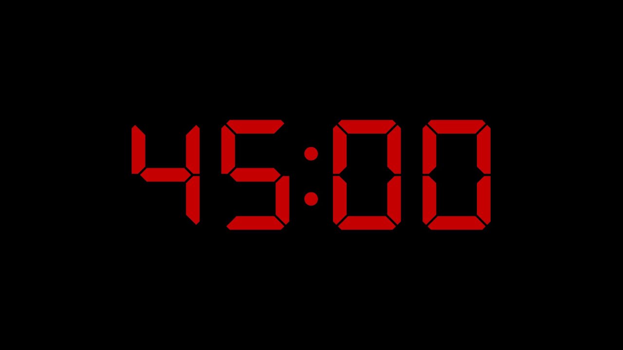 45 Minute Ticking Countdown Timer With Alarm. Digital LED Style.