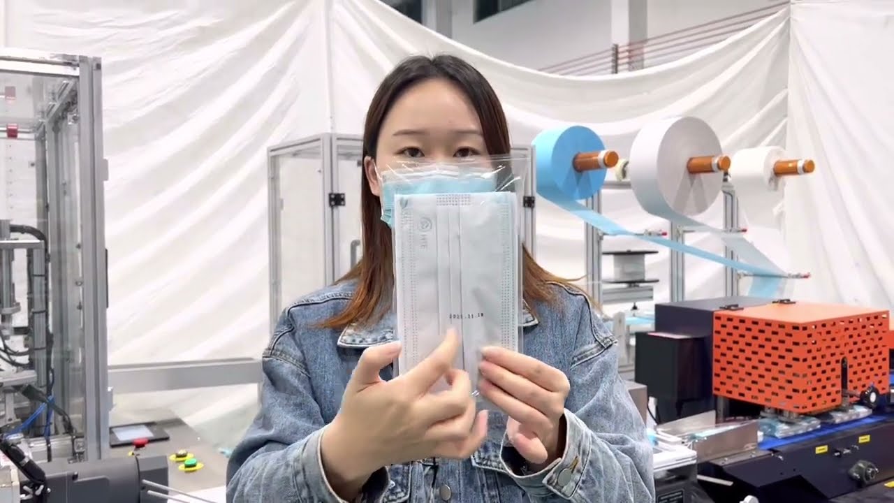 High end 3ply mask machine with safety cover and packaging system. 130-160pcs/min