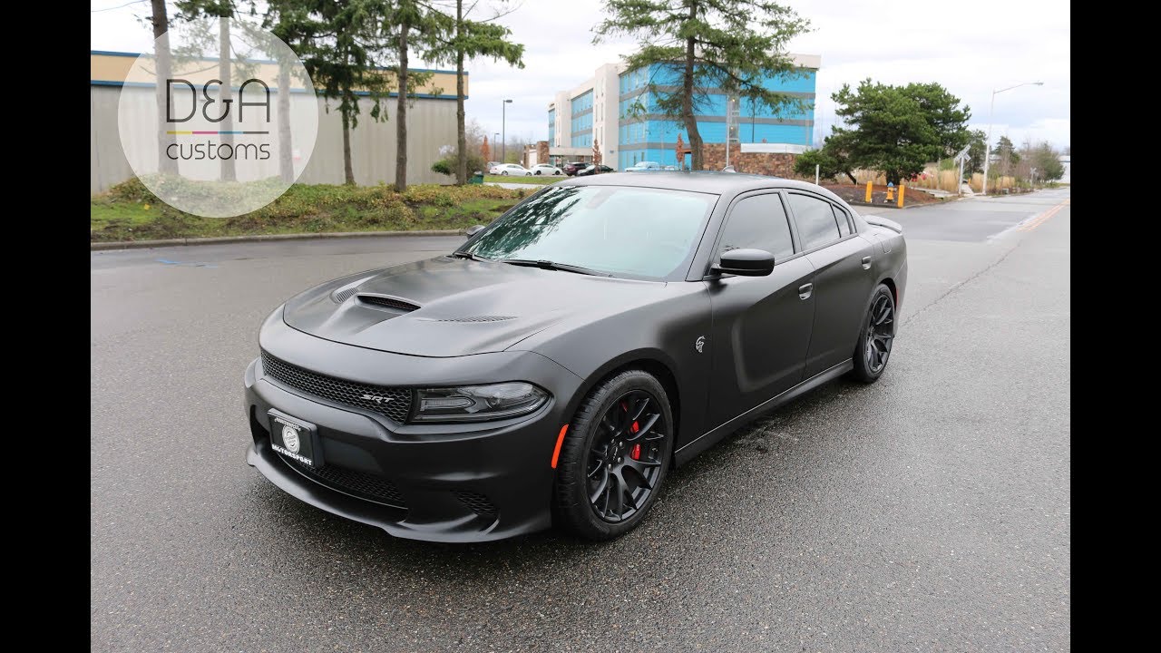 Dodge Charger Hellcat wrapped by D&A Customs in Avery Satin Black Seattle | Tacoma | Bellevue